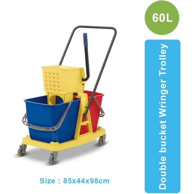 AF 8073 60 Liters Double Sided Wringer Mop Bucket Trolley