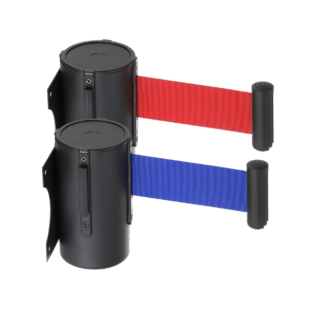 CCB01 Black Wall Mounted Retractable Crowd Control Barrier Belt