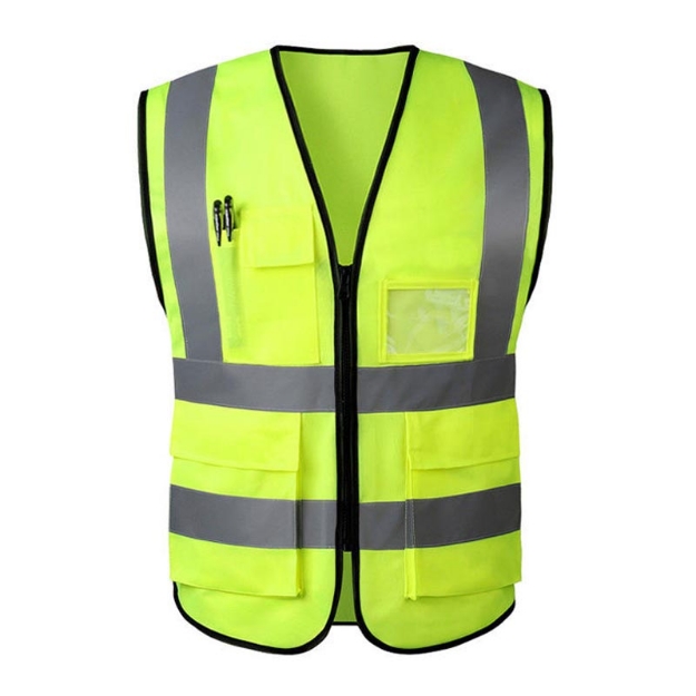 4 Pocket High Visibility Yellow 140 GSM Safety Vest with Reflective Strips  