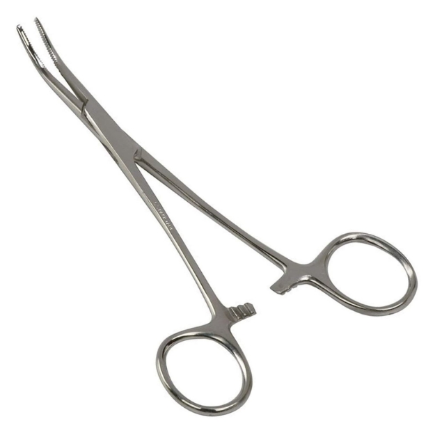 Kelly Locking Tweezers Silver Curved Hemostatic Forceps