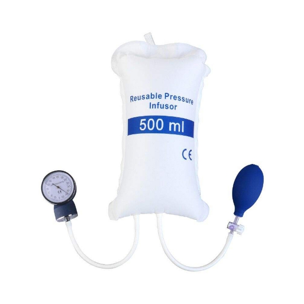 Reusable Pressure Infusor 500 ml Medical Pressure Infusion Bag with Gauge & Hand Pump