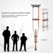 High Quality WUC3003 Aluminum Adjustable Height Handhold Rubber Walking Underarm Crutches