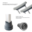 High Quality WUC3003 Aluminum Adjustable Height Handhold Rubber Walking Underarm Crutches