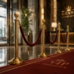 VIP Queue Poles Barrier Stanchion With Red Velvet Rope for Crowd Control