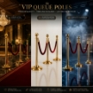 VIP Queue Poles Barrier Stanchion With Red Velvet Rope for Crowd Control
