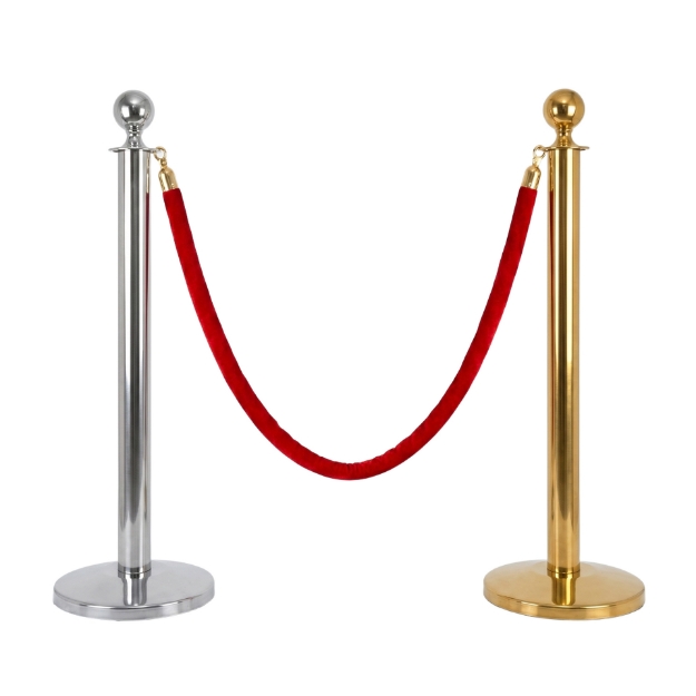 VIP Queue Poles Barrier Stanchion With Red Velvet Rope for Crowd Control