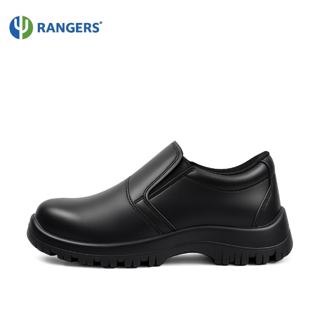 Rangers Slip On lace less Steel Toe Safety Shoes Genuine Leather Industrial Work Shoes