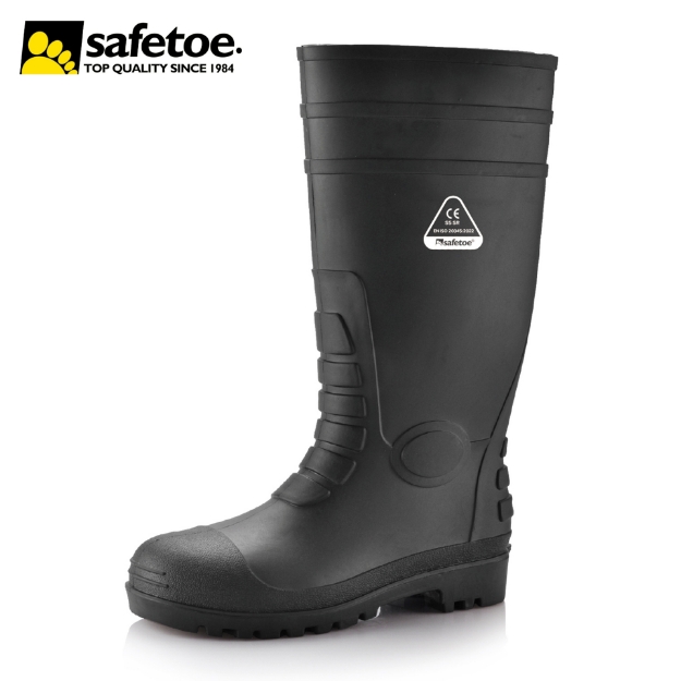 Safetoe W-6038 Black AquaShield S5 SR Industrial Grade Wellington Boots Waterproof Steel Toe Safety Gum Boots